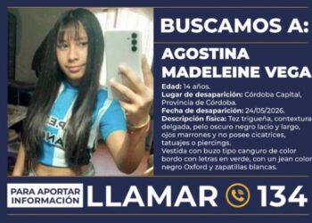 Alerta Sofía por Agostina Madeleine Vega, de 14 años, quien desapareció en Córdoba Capital