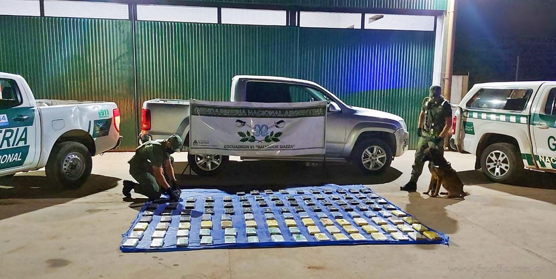 Frontera: gendarmes interceptan más de 130 kilos de drogas