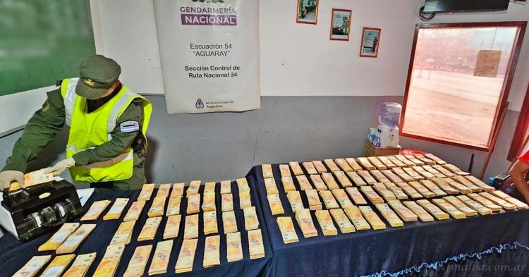 Aguaray: incautan más de 120 millones de pesos no declarados