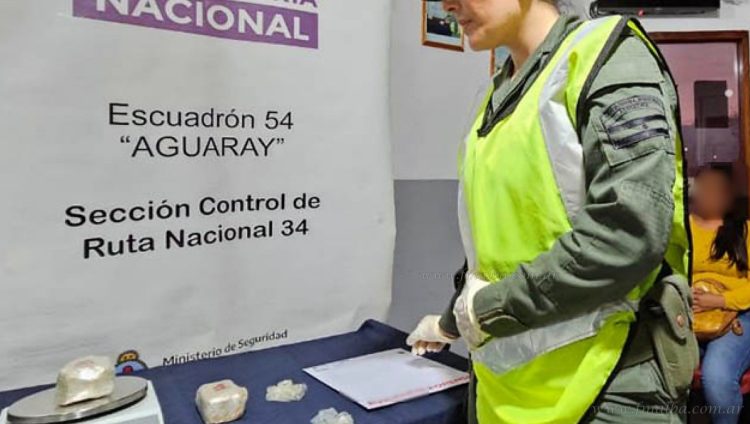 Aguaray: una detenida con droga adosada al cuerpo