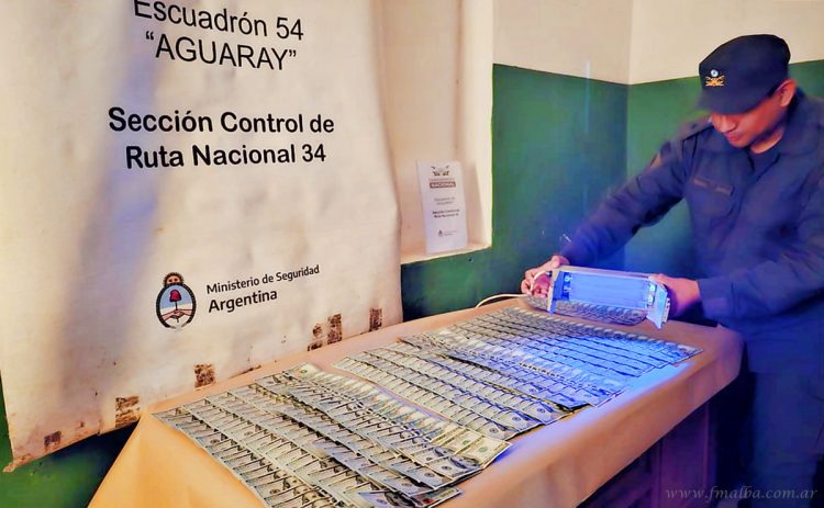 Aguaray: incautan cubiertas, dólares y pesos sin aval legal