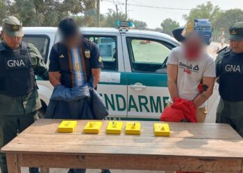 Aguaray: dos hombres detenidos con paquetes de drogas adheridos al cuerpo