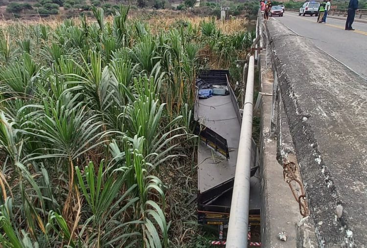 Embarcación: camión de carga cayó al costado del río Bermejo