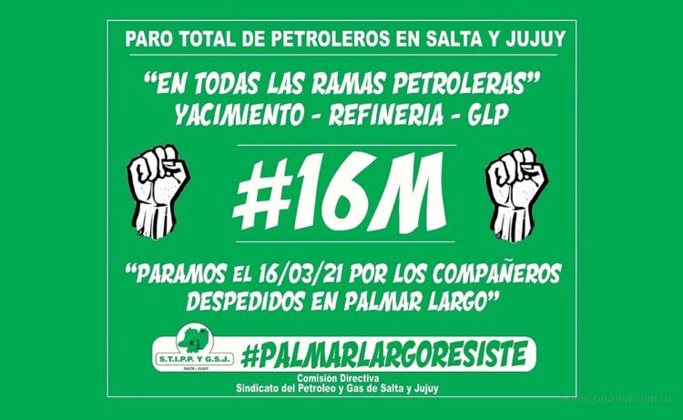 Petroleros: paro por tiempo indeterminado desde el 16 de marzo