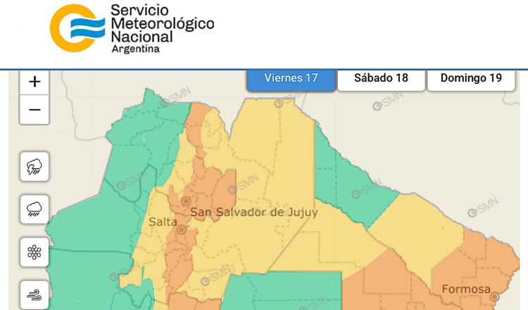 Alerta amarilla por tormentas intensas para la región salteña norte