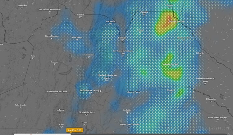 El SMN anticipa una semana con vientos, calor y lluvias para la región salteña norte