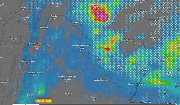 Alerta amarilla por tormentas intensas para el chaco salteño