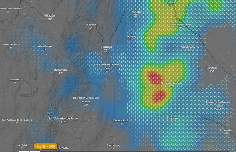 Alerta amarilla por tormentas fuertes para departamentos del norte salteño