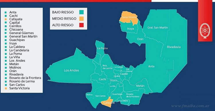 Coronavirus: mapa epidemiológico muestra dos departamentos en amarillo