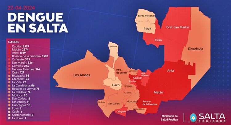 Dengue: la provincia supera el total de afectados en comparación a 2023
