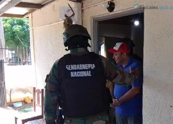 José Miguel "Yopi" Gerala, hijo del intendente del municipio de Coronel Juan Solá y detenido por robo y contrabando, durante un traslado. Foto: Gendarmería Nacional