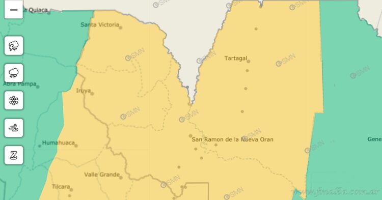 Alerta por tormentas intensas para los departamentos del norte salteño