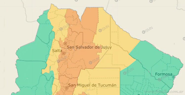 Rigen alertas naranja y amarilla por tormentas para el norte salteño